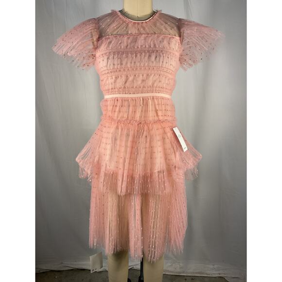 Self-Portrait Kids Point D'Esprit Pink Polyester Tulle Dress Size 8 - NWT - Picture 2 of 6